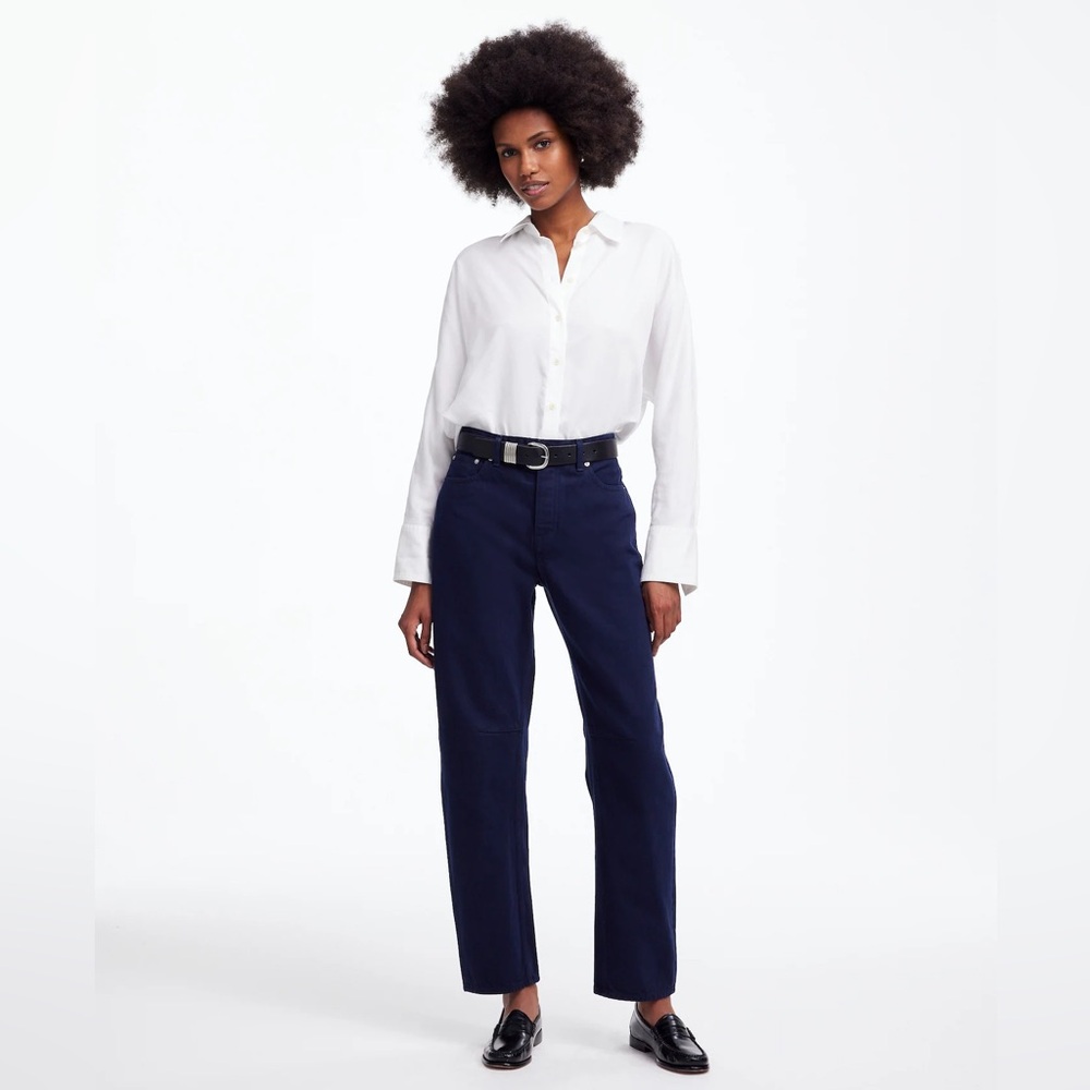 Madewell Darted Barrel Leg Jean in Garment Dyed Denim